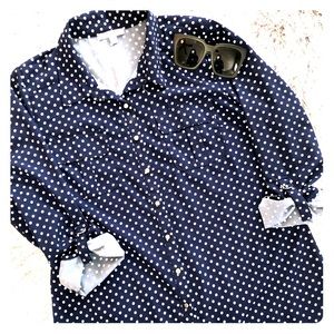 Polka Dot Button Up Blouse Like New